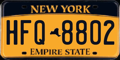 NY license plate HFQ8802