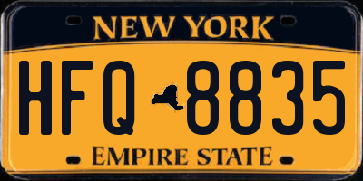 NY license plate HFQ8835