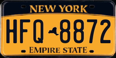 NY license plate HFQ8872