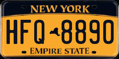 NY license plate HFQ8890