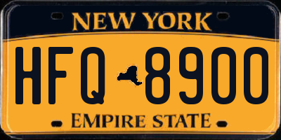 NY license plate HFQ8900