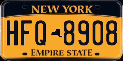 NY license plate HFQ8908