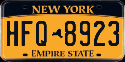 NY license plate HFQ8923