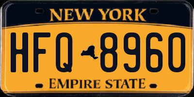 NY license plate HFQ8960