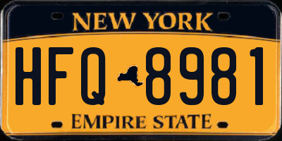 NY license plate HFQ8981