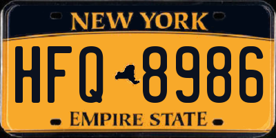 NY license plate HFQ8986