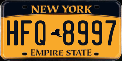 NY license plate HFQ8997