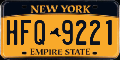 NY license plate HFQ9221