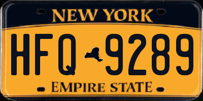 NY license plate HFQ9289