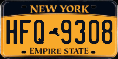 NY license plate HFQ9308