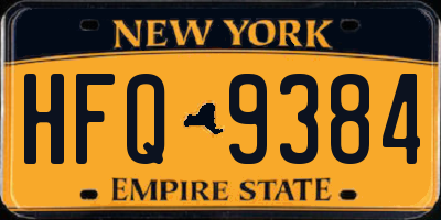 NY license plate HFQ9384