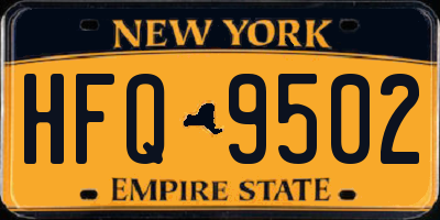 NY license plate HFQ9502