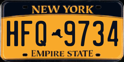 NY license plate HFQ9734