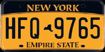 NY license plate HFQ9765