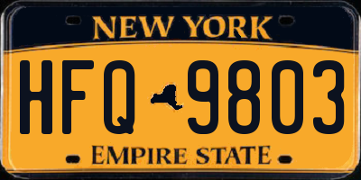 NY license plate HFQ9803