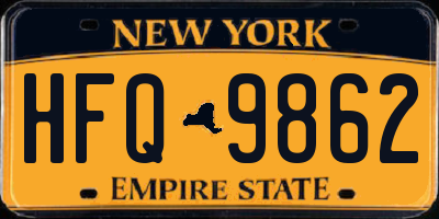 NY license plate HFQ9862
