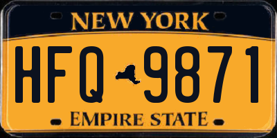 NY license plate HFQ9871