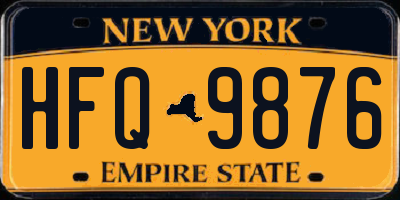 NY license plate HFQ9876