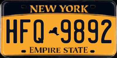 NY license plate HFQ9892