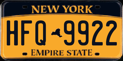 NY license plate HFQ9922