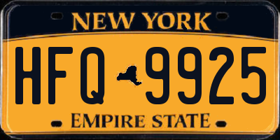 NY license plate HFQ9925