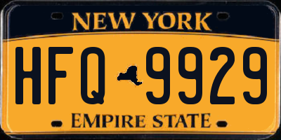 NY license plate HFQ9929