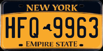 NY license plate HFQ9963