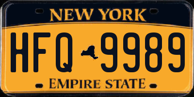 NY license plate HFQ9989