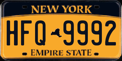 NY license plate HFQ9992
