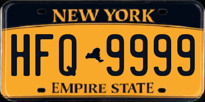 NY license plate HFQ9999