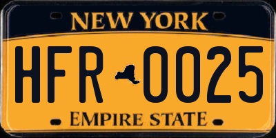 NY license plate HFR0025