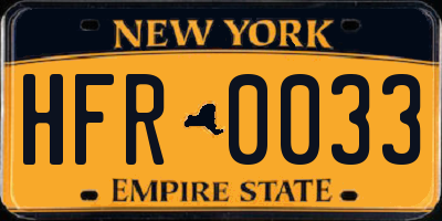 NY license plate HFR0033