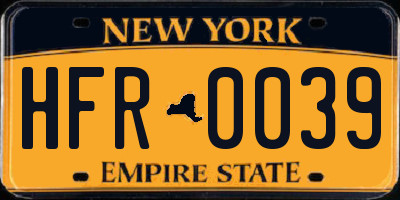 NY license plate HFR0039