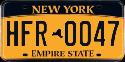 NY license plate HFR0047