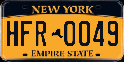 NY license plate HFR0049