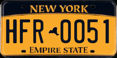 NY license plate HFR0051