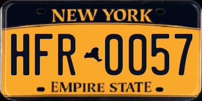 NY license plate HFR0057