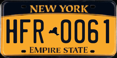 NY license plate HFR0061