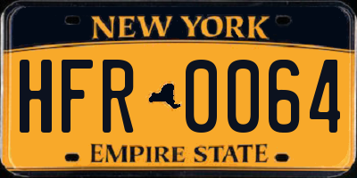 NY license plate HFR0064