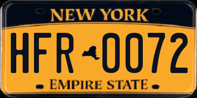 NY license plate HFR0072