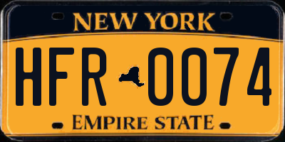NY license plate HFR0074