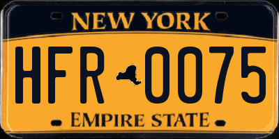 NY license plate HFR0075