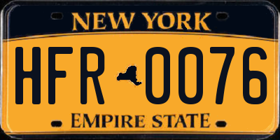 NY license plate HFR0076