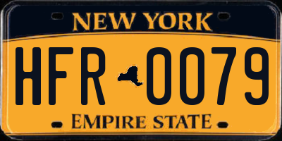 NY license plate HFR0079