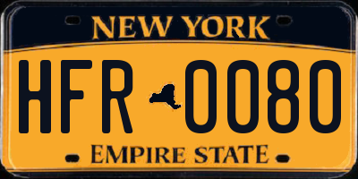 NY license plate HFR0080
