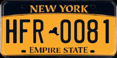 NY license plate HFR0081