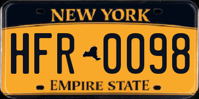 NY license plate HFR0098
