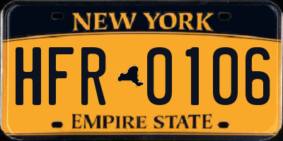 NY license plate HFR0106