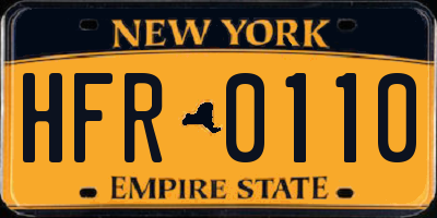 NY license plate HFR0110