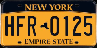 NY license plate HFR0125